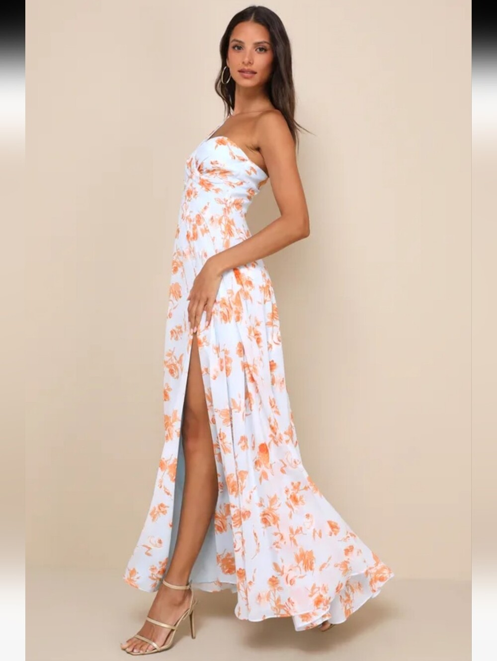 Lulus Fashionably Refined Light Blue Floral One Shoulder Maxi Dress Womens Large